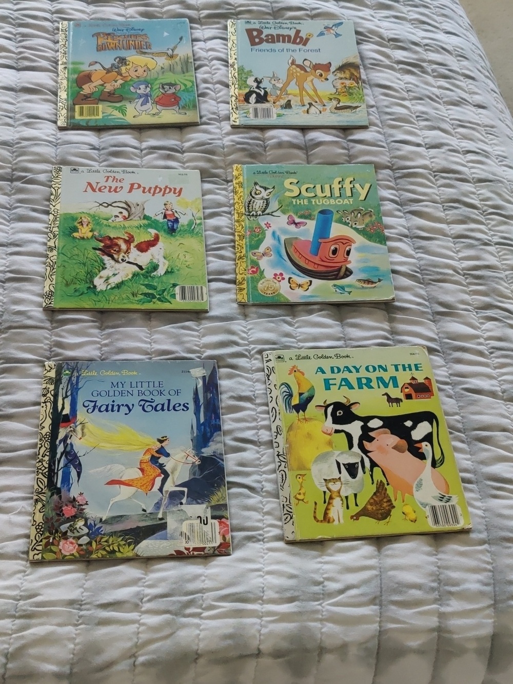 Set of 6 Vintage Little Golden Books, a popular American series Foil Binding